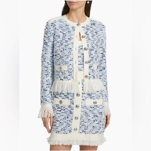 Women's Milly Fringe Trimmed Tweed Cardigan Jacket NEW size Small